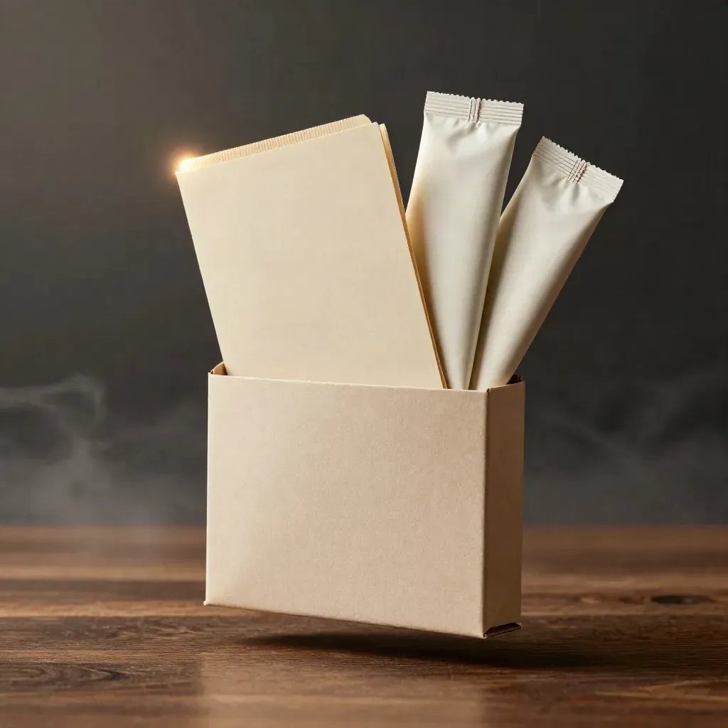 A matte startup growth sprint kit floats above dark wood with cream inserts and soft haze.